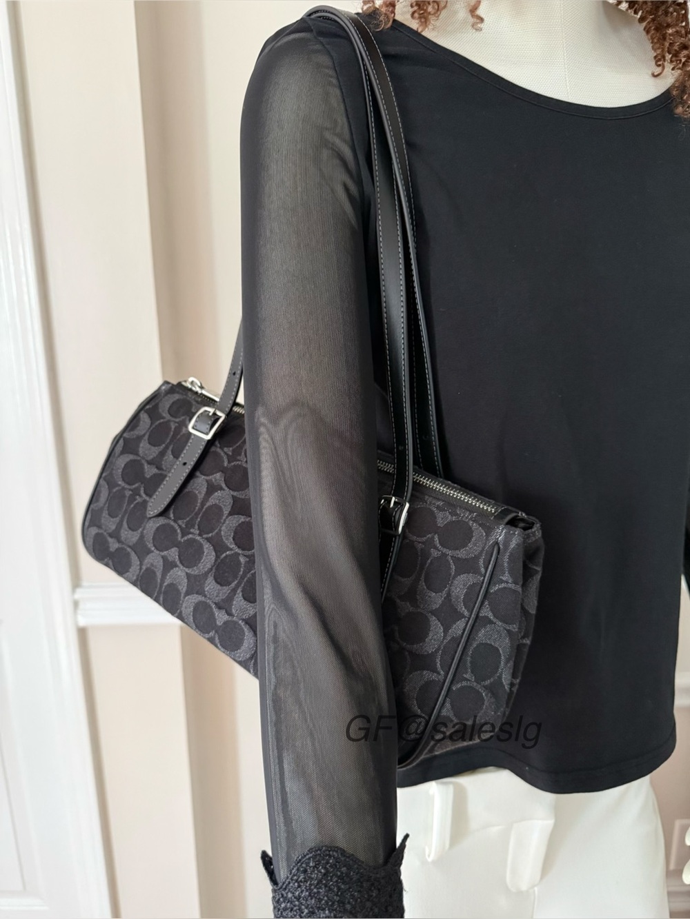 NWT Coach Asher Shoulder Bag Signature Silver/Black Denim Bag - Picture 12 of 12